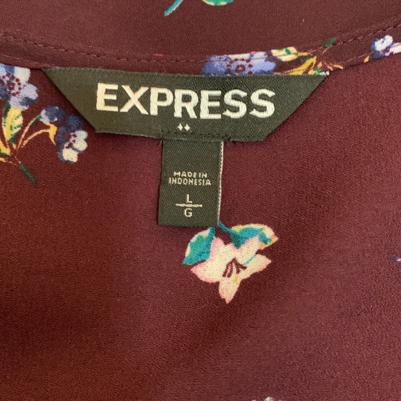 EUC Maroon Floral Sheer V-Neck Top - Picture 6 of 7